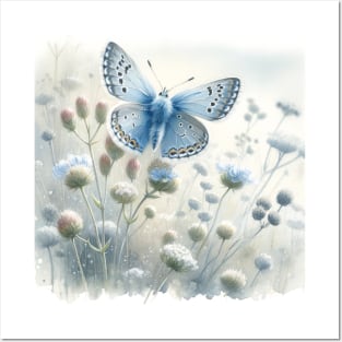 Chalkhill blue - Watercolor Butterfly Posters and Art
